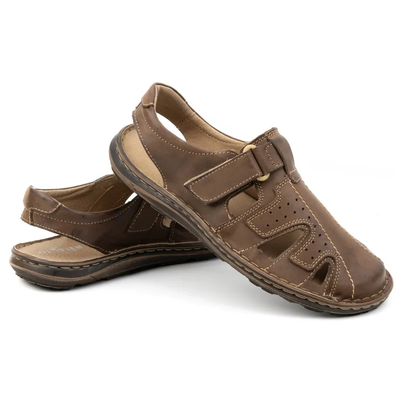 Olivier Sandales cuir été homme 678MA marron brun