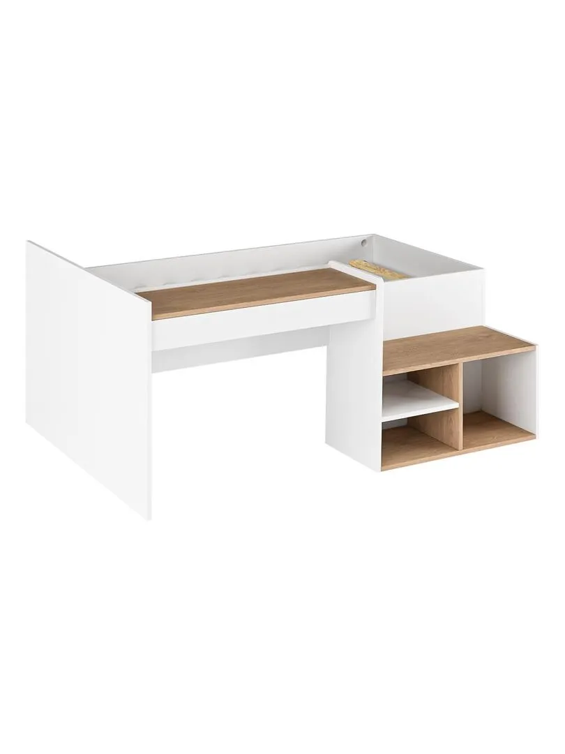 Pack Lit combiné avec bureau et matelas Boruto - AKITEN RETAIL - Blanc Marron