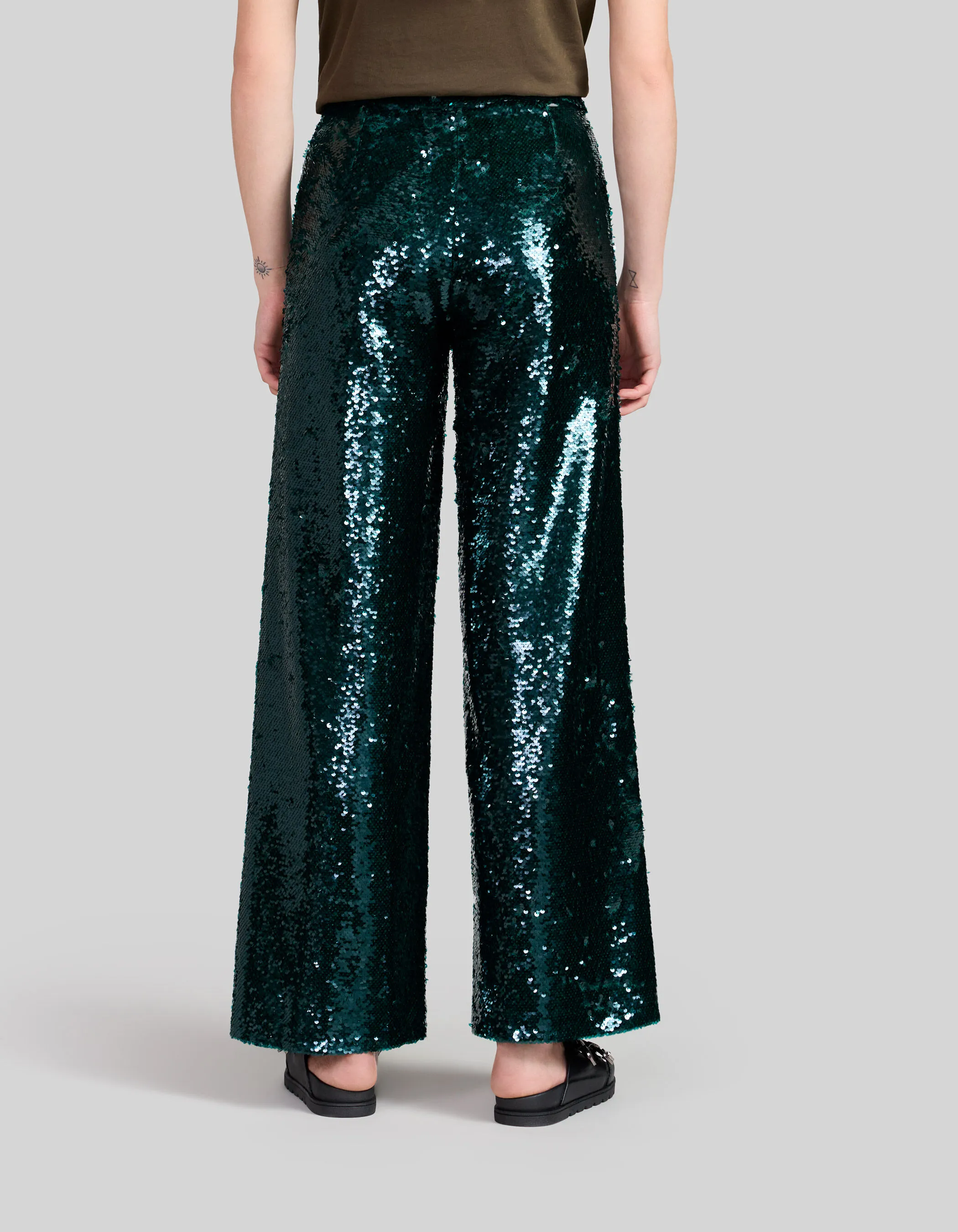 Pantalon de costume malachite tout sequins Femme