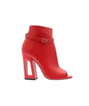 Passionnez en sublime bottine été femme cuir rouge à talon OSMOSEshoes