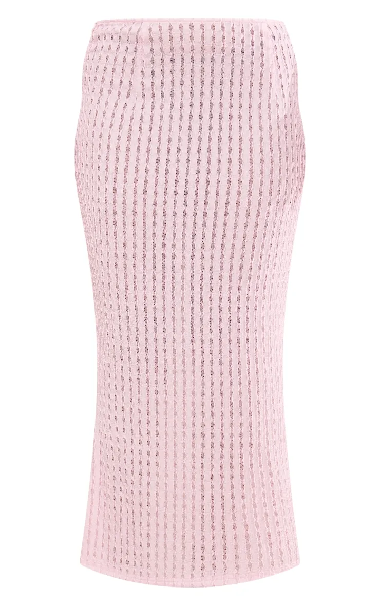 Petite Jupe mi-longue en jersey rose texturé