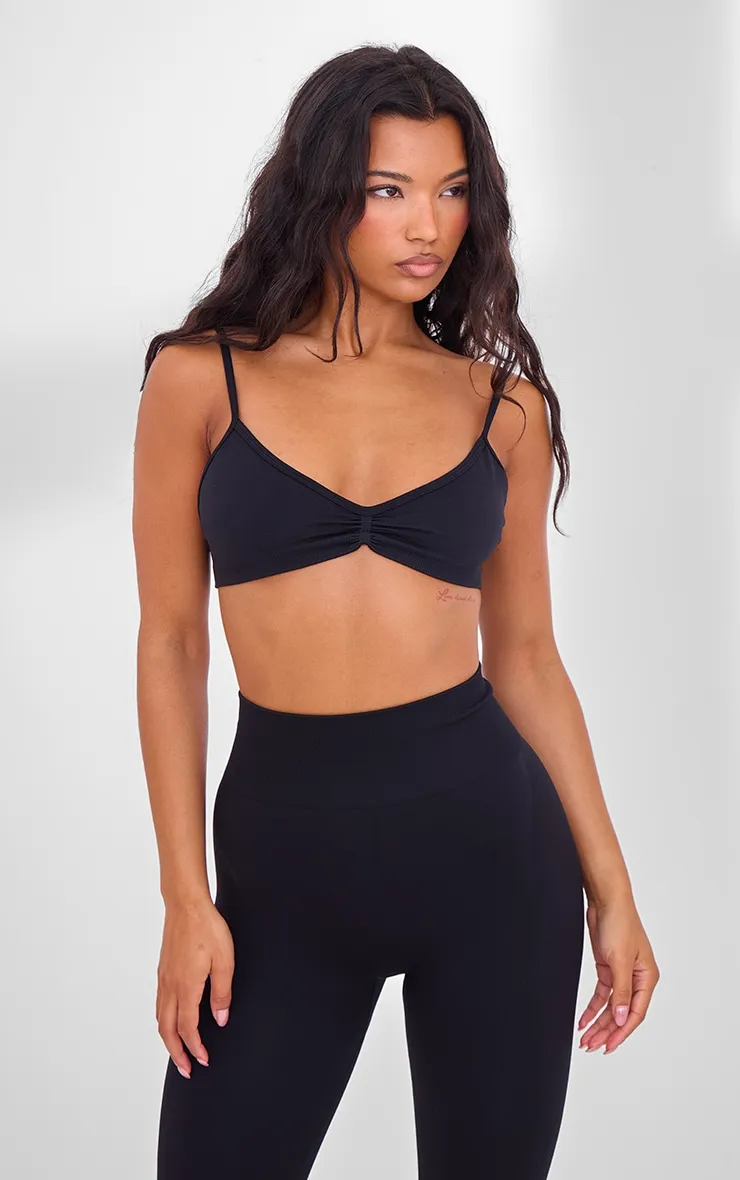 PLT Sport Brassière de sport noir sans coutures à buste torsadé