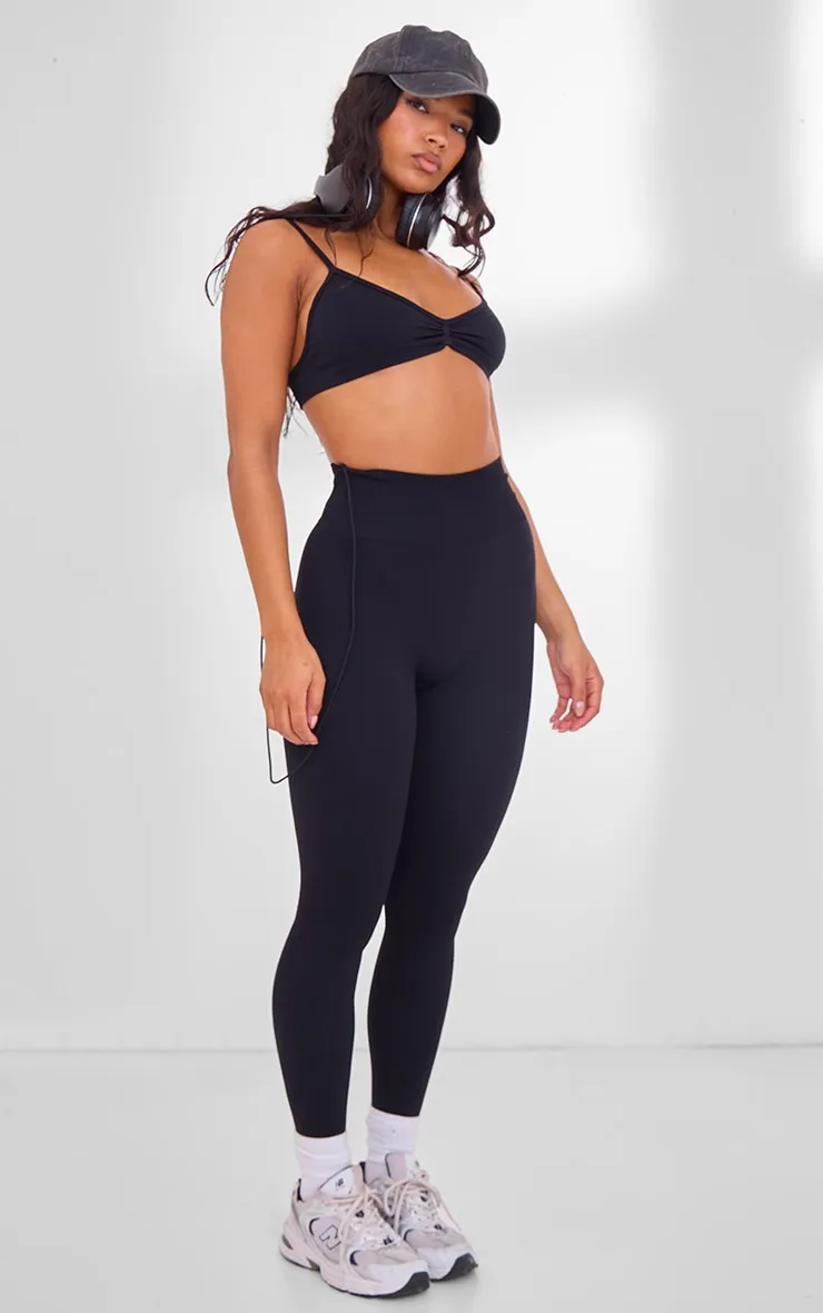 PLT Sport Brassière de sport noir sans coutures à buste torsadé