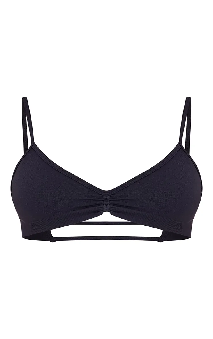 PLT Sport Brassière de sport noir sans coutures à buste torsadé