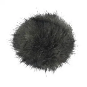 Pompon rond fausse fourrure brun foncé