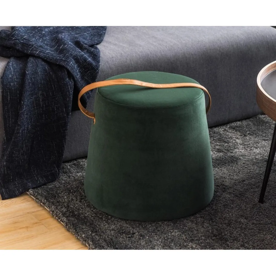 Pouf en Velours Vert Style Scandinave | 3 Suisses