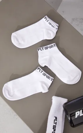 PRETTYLITTLETHING Lot de 3 paires de chaussettes blanches de sport