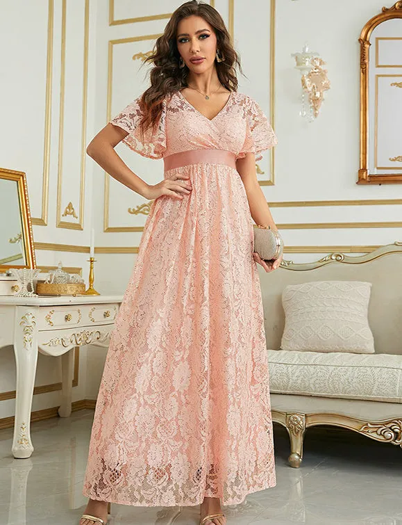 Robe d'été à manches courtes, longue et élégante pour la soirée