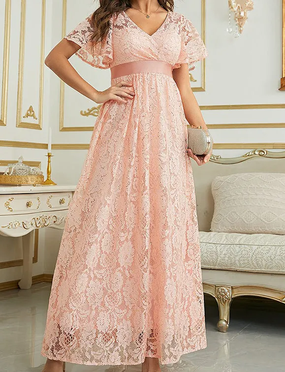 Robe d'été à manches courtes, longue et élégante pour la soirée