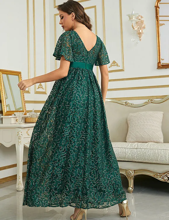 Robe d'été à manches courtes, longue et élégante pour la soirée