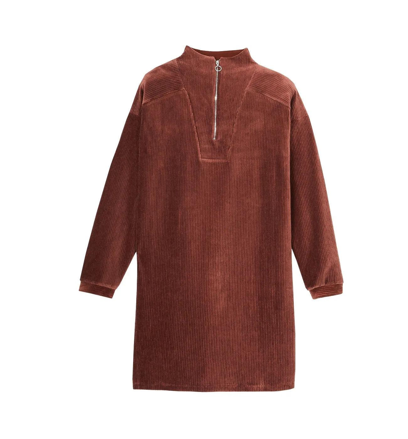 Robe en velours côtelé - Cognac