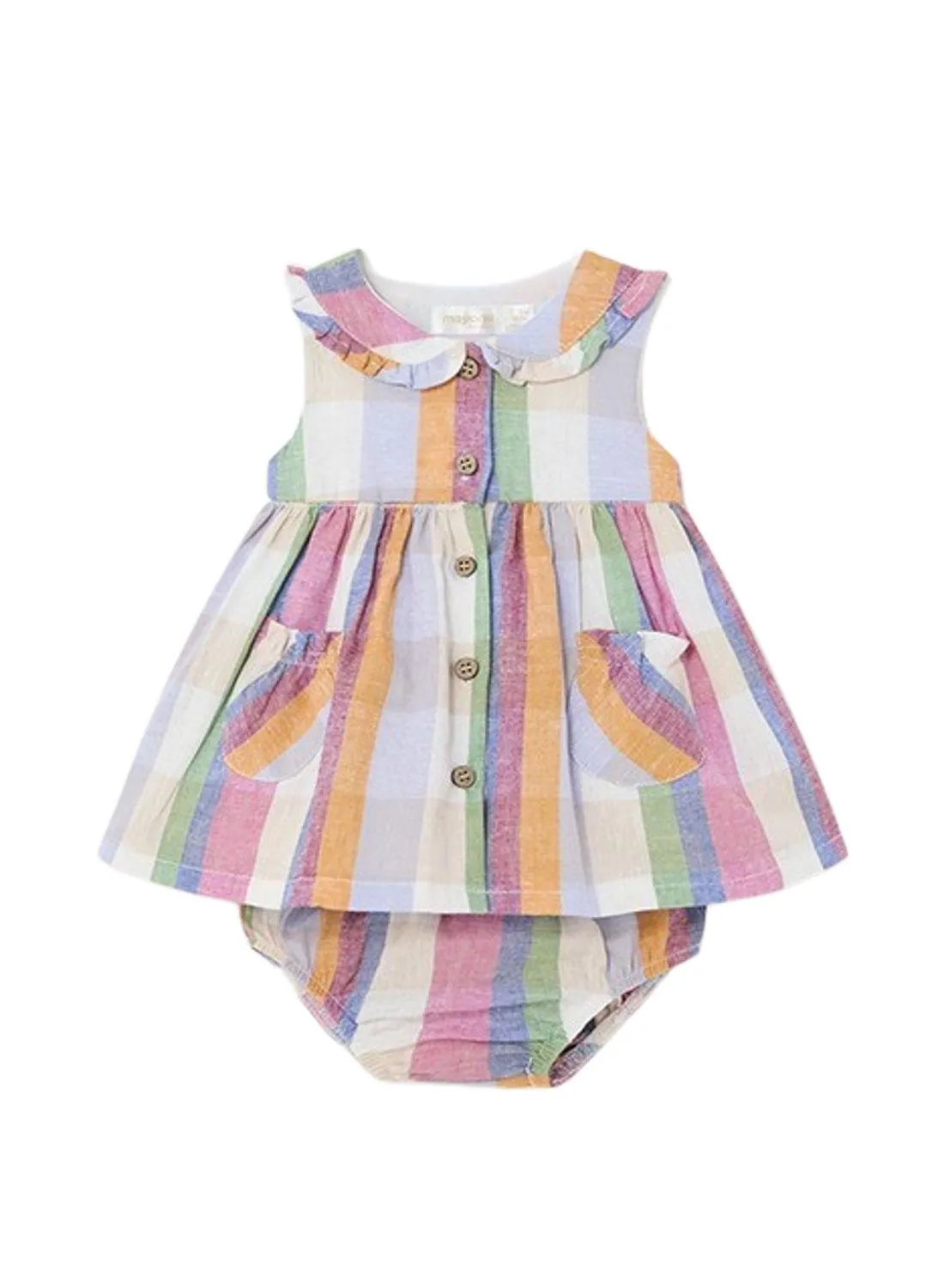 Robe Mayoral à carreaux rayures multicolores pour bébé