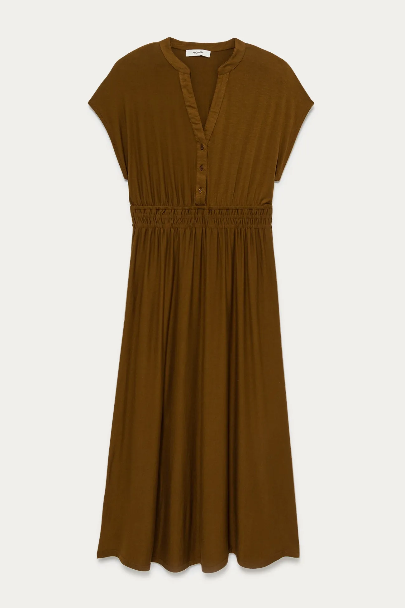 Robe mi-longue en jersey Femme - Cognac