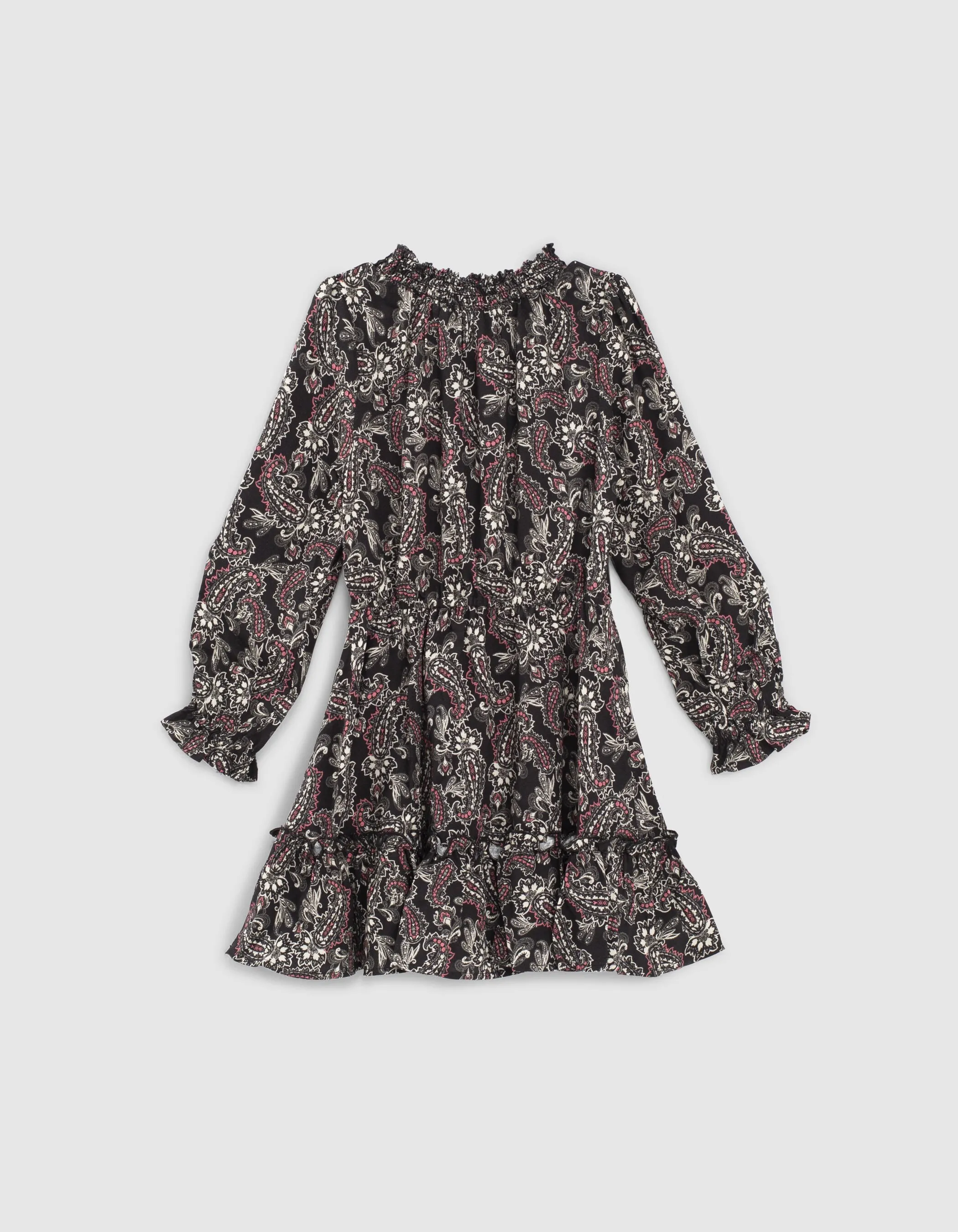 Robe noire imprimé cachemire fille