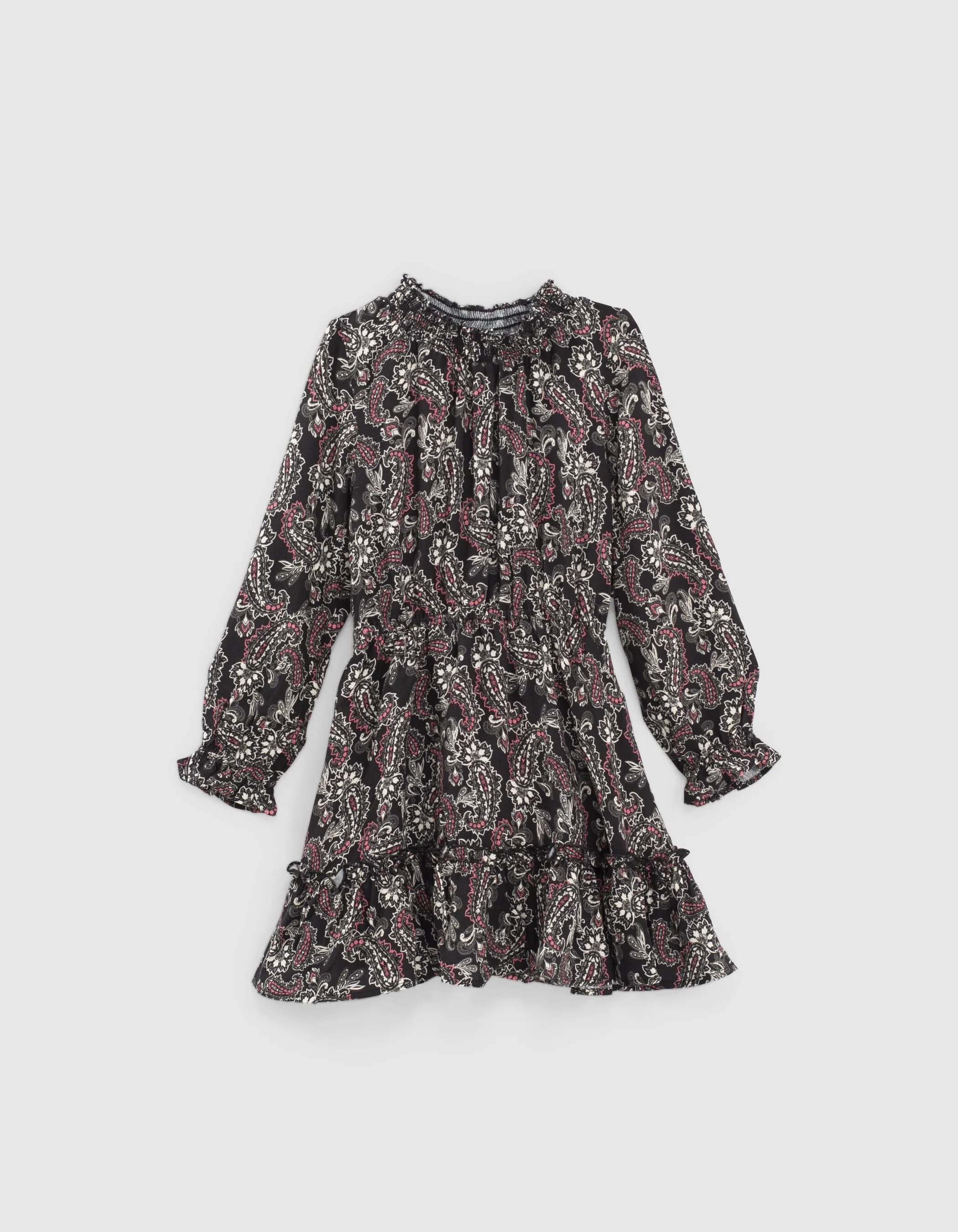 Robe noire imprimé cachemire fille