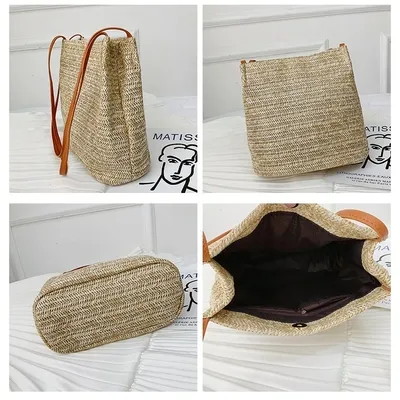 Sac à main femme Cabas en Rotin Marron