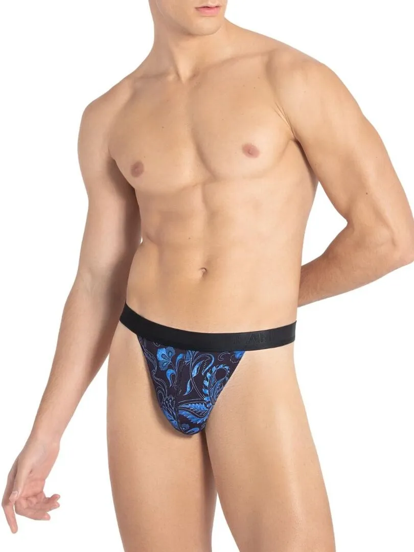 String pour homme en lyocell et à motif cachemire Kanji - Bleu