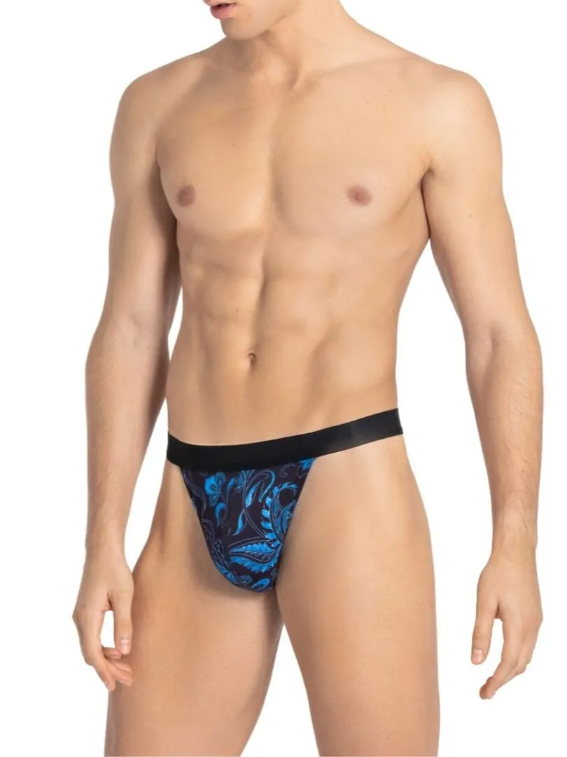 String pour homme en lyocell et à motif cachemire Kanji - Bleu