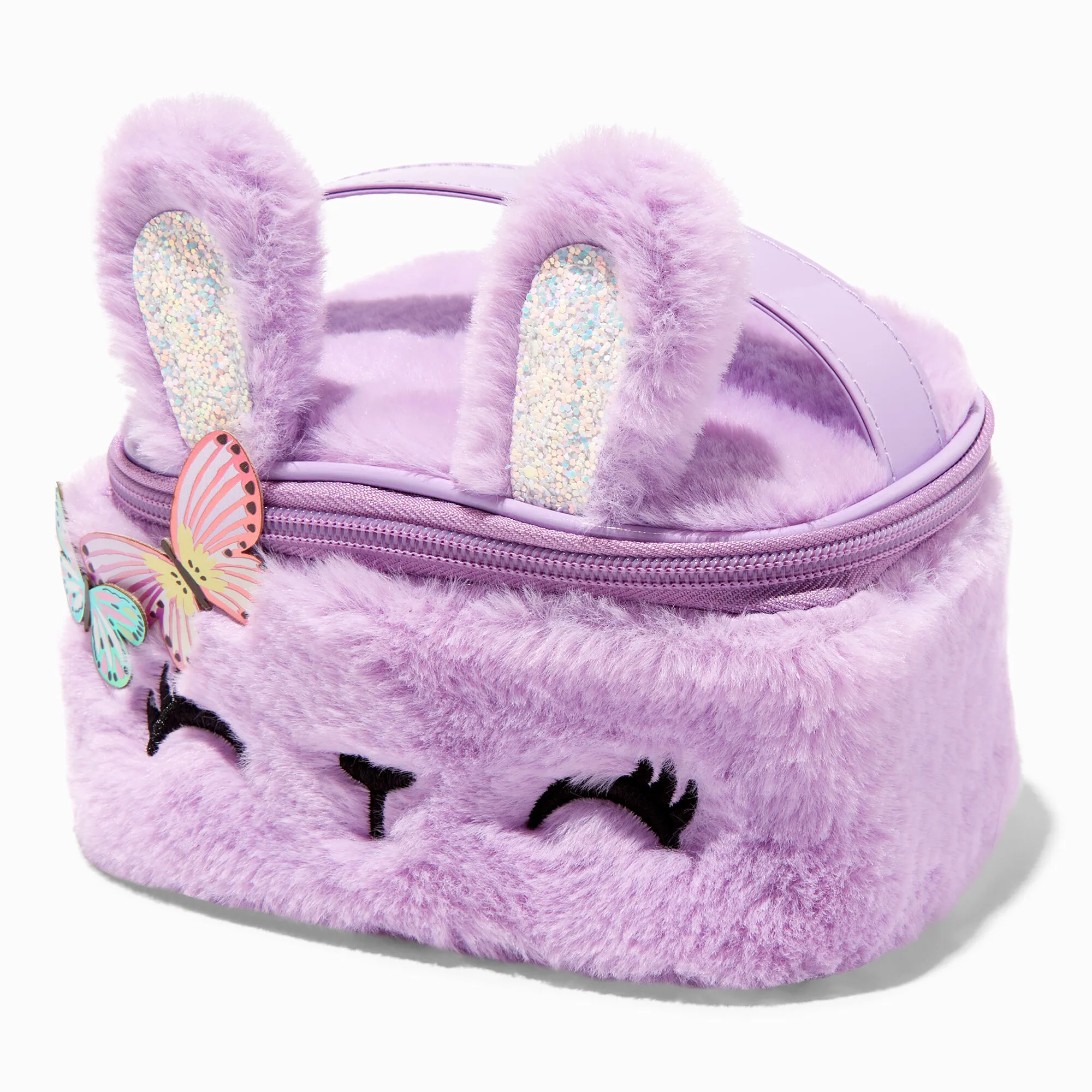 Trousse de maquillage lapin violet en fausse fourrure Claire's Club