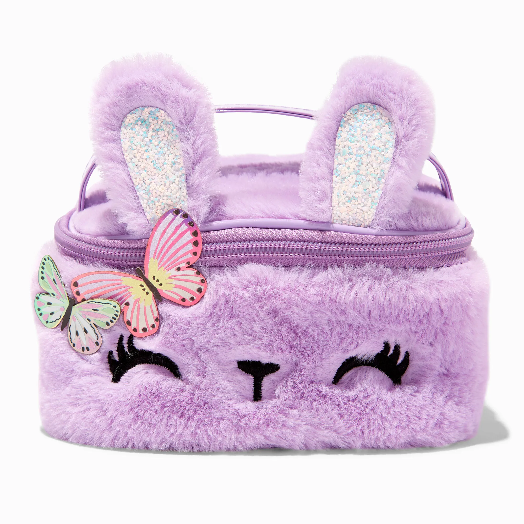 Trousse de maquillage lapin violet en fausse fourrure Claire's Club