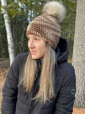 Tuque Mérino avec pompon de fourrure recyclée