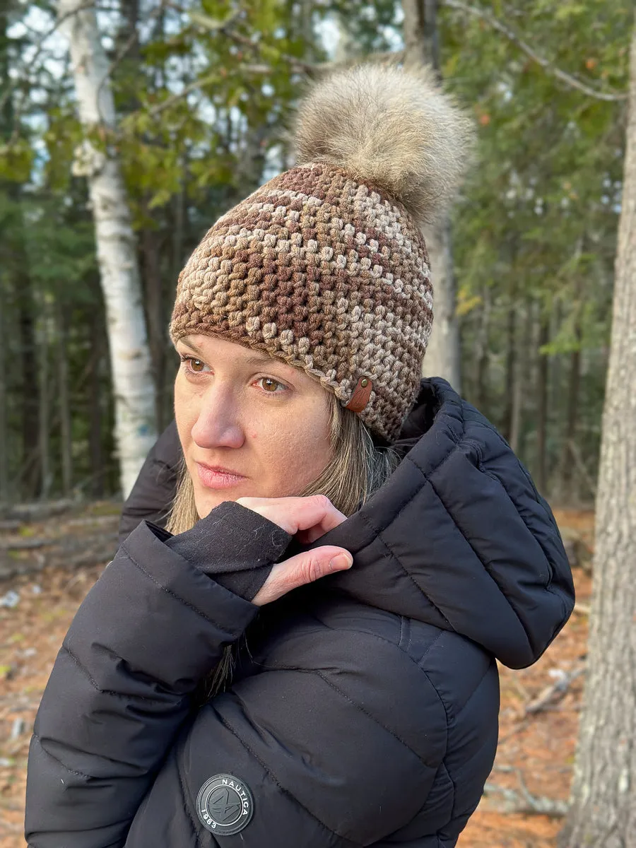 Tuque Mérino avec pompon de fourrure recyclée