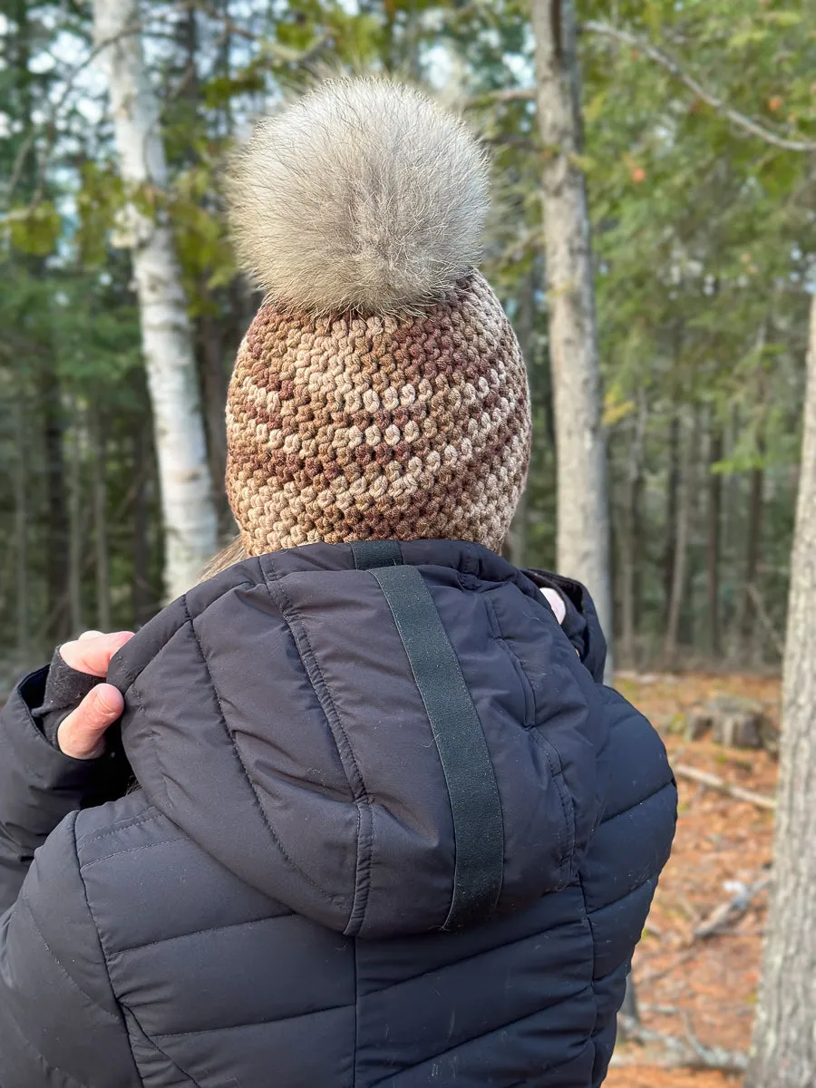 Tuque Mérino avec pompon de fourrure recyclée