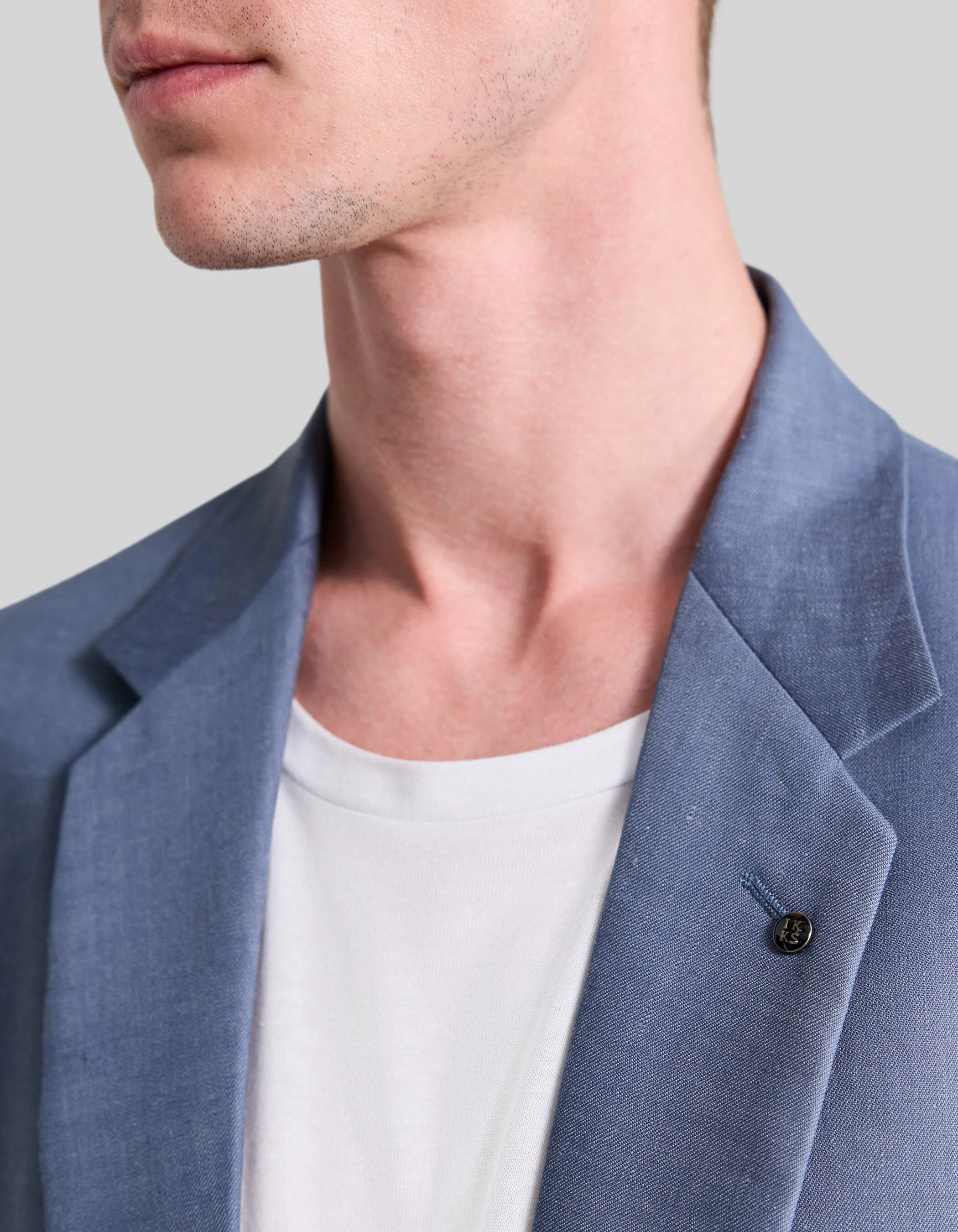 Veste de costume light blue lin mélangé Homme