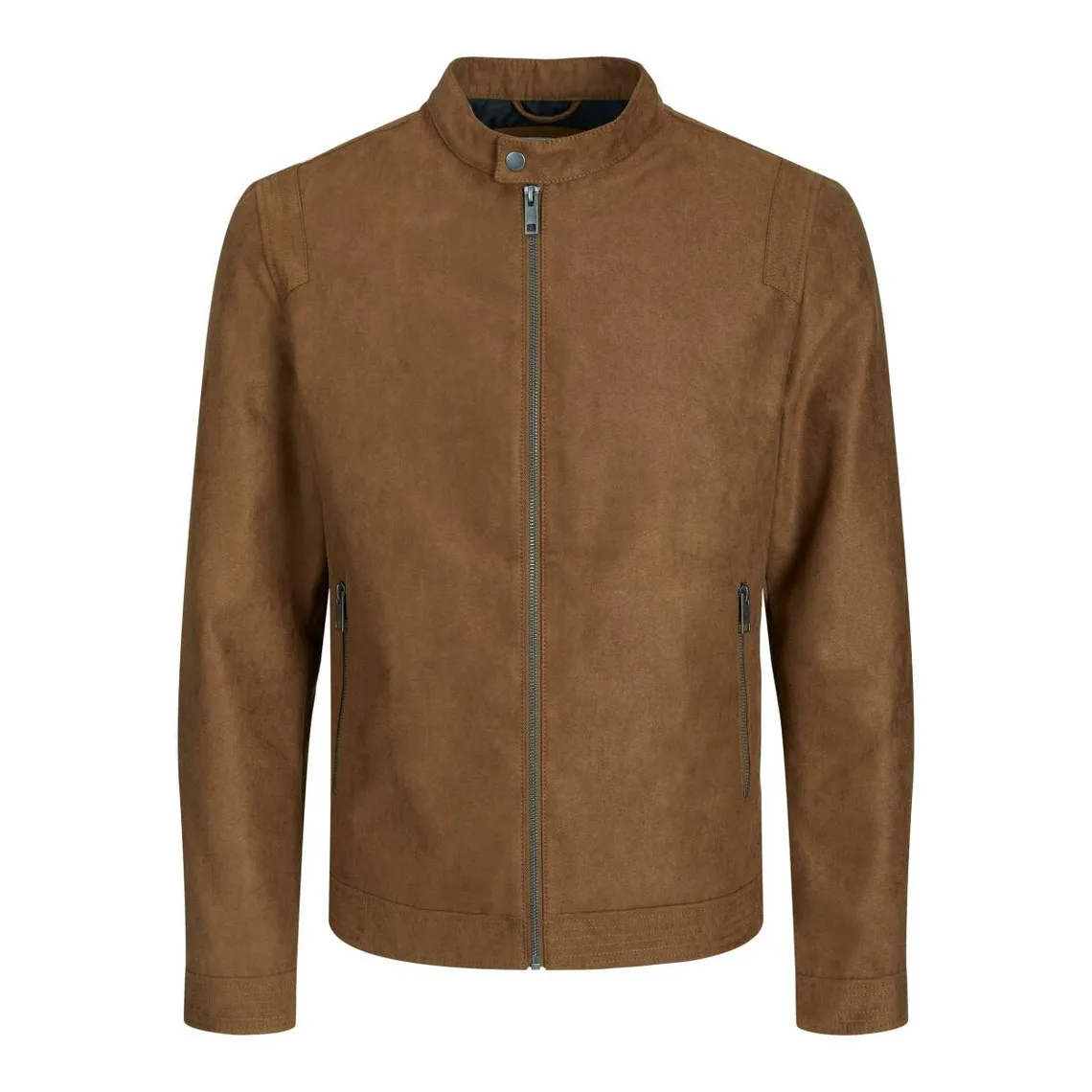 Veste de motard en simili-cuir Col motard Manches longues Marron clair Earl Jack & Jones - Veste Homme sur MenCorner