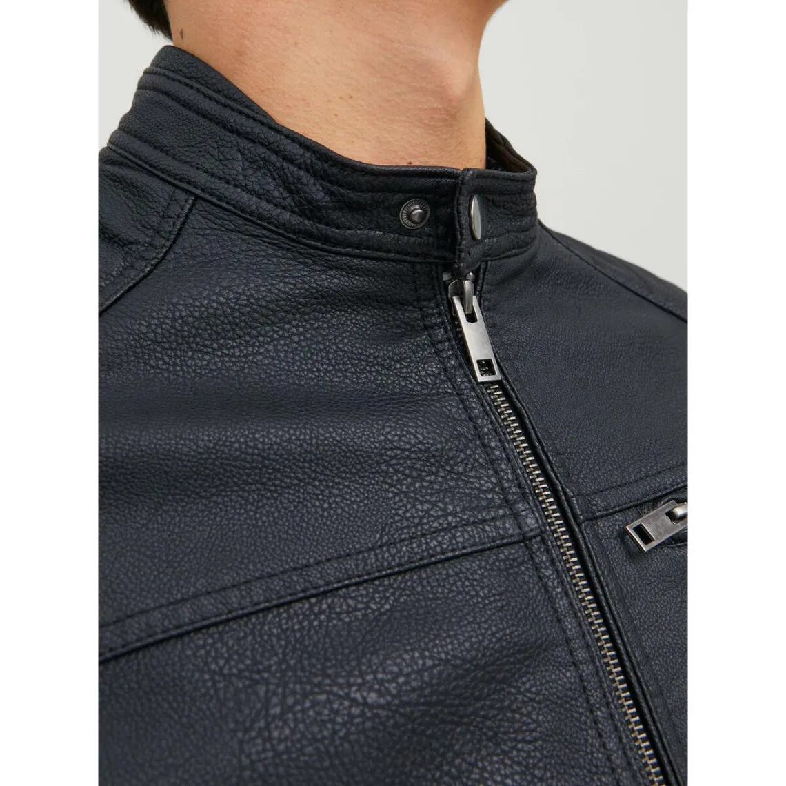 Veste de motard en simili-cuir Col motard Manches longues Noir Zane | 3 Suisses