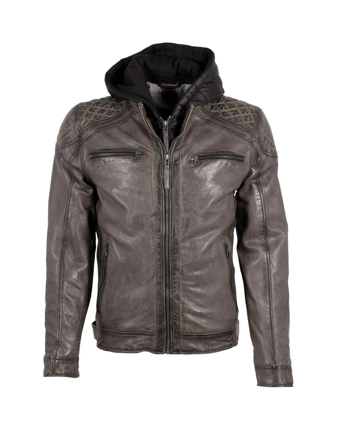 Veste motard en cuir homme Gipsy Ref 61527 Gris