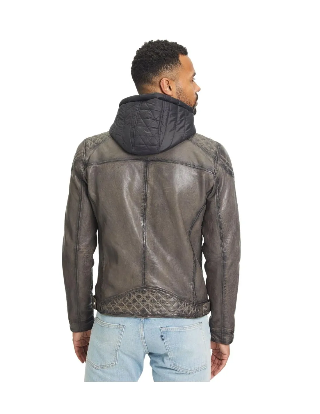 Veste motard en cuir homme Gipsy Ref 61527 Gris