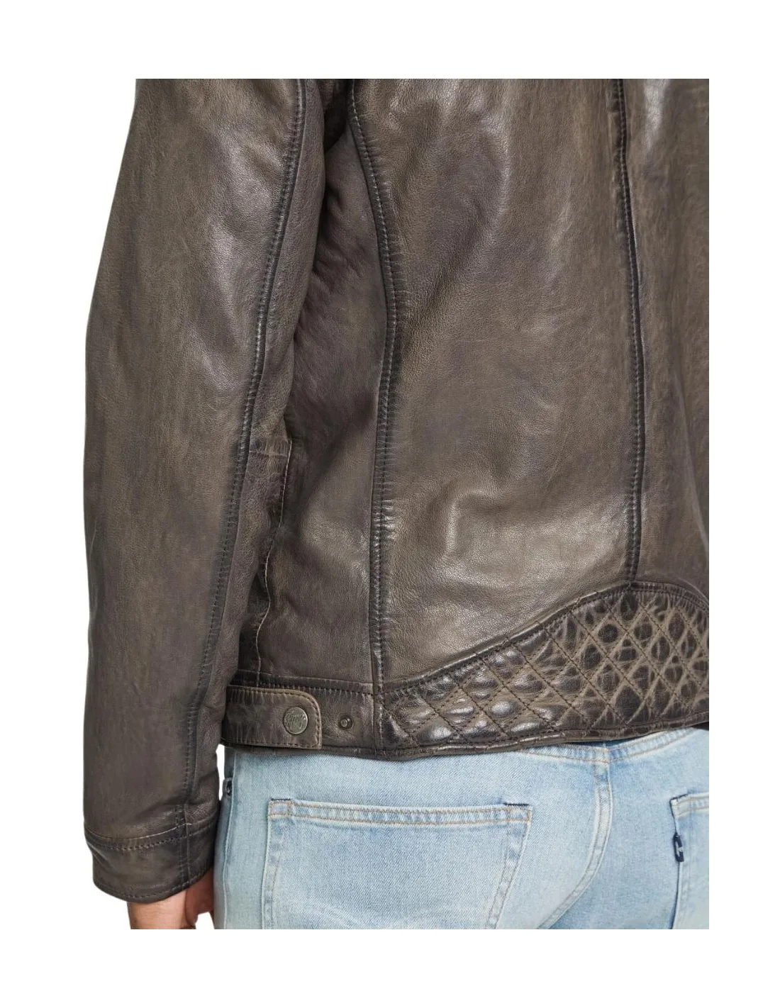 Veste motard en cuir homme Gipsy Ref 61527 Gris