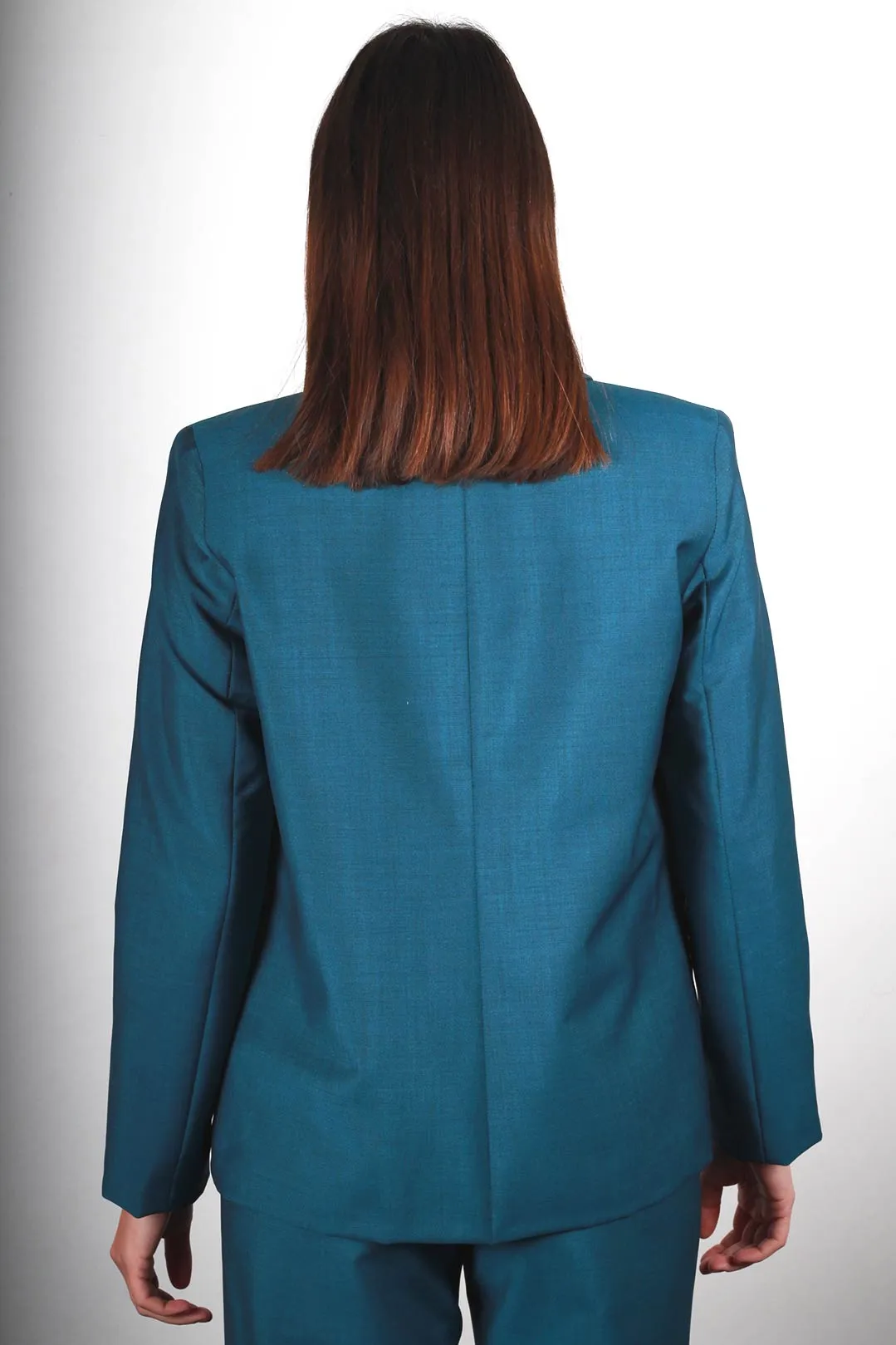 Veste tailleur femme bleu canard en laine froide Marie-Anne