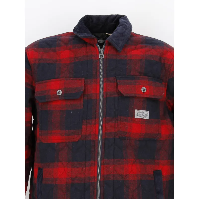 Veste à carreaux en laine rouge homme - Petrol Industries | wimod