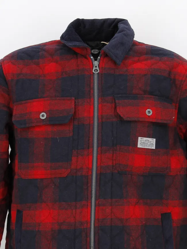 Veste à carreaux en laine rouge homme - Petrol Industries | wimod