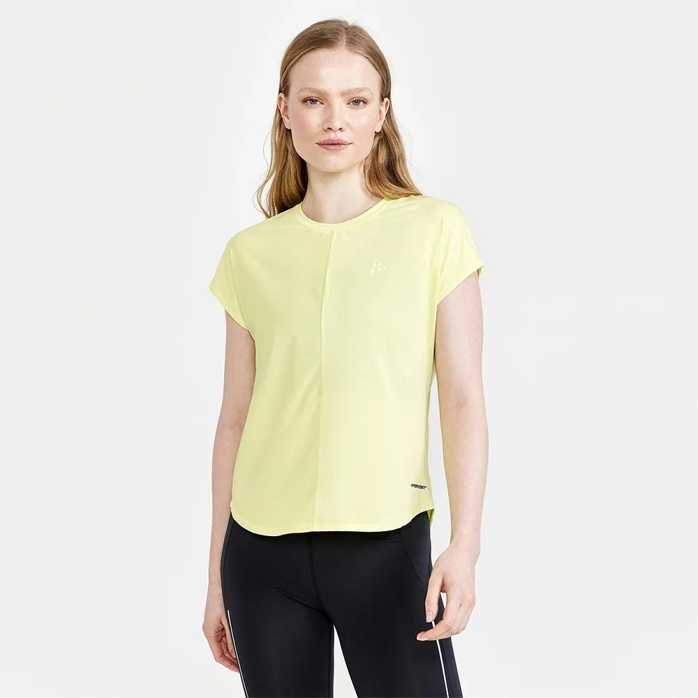 Vêtements de sport Craft Femme | Tee-shirt de running léger et technique Craft Core Charger RIB Tee W Yellow pour femme | 191124