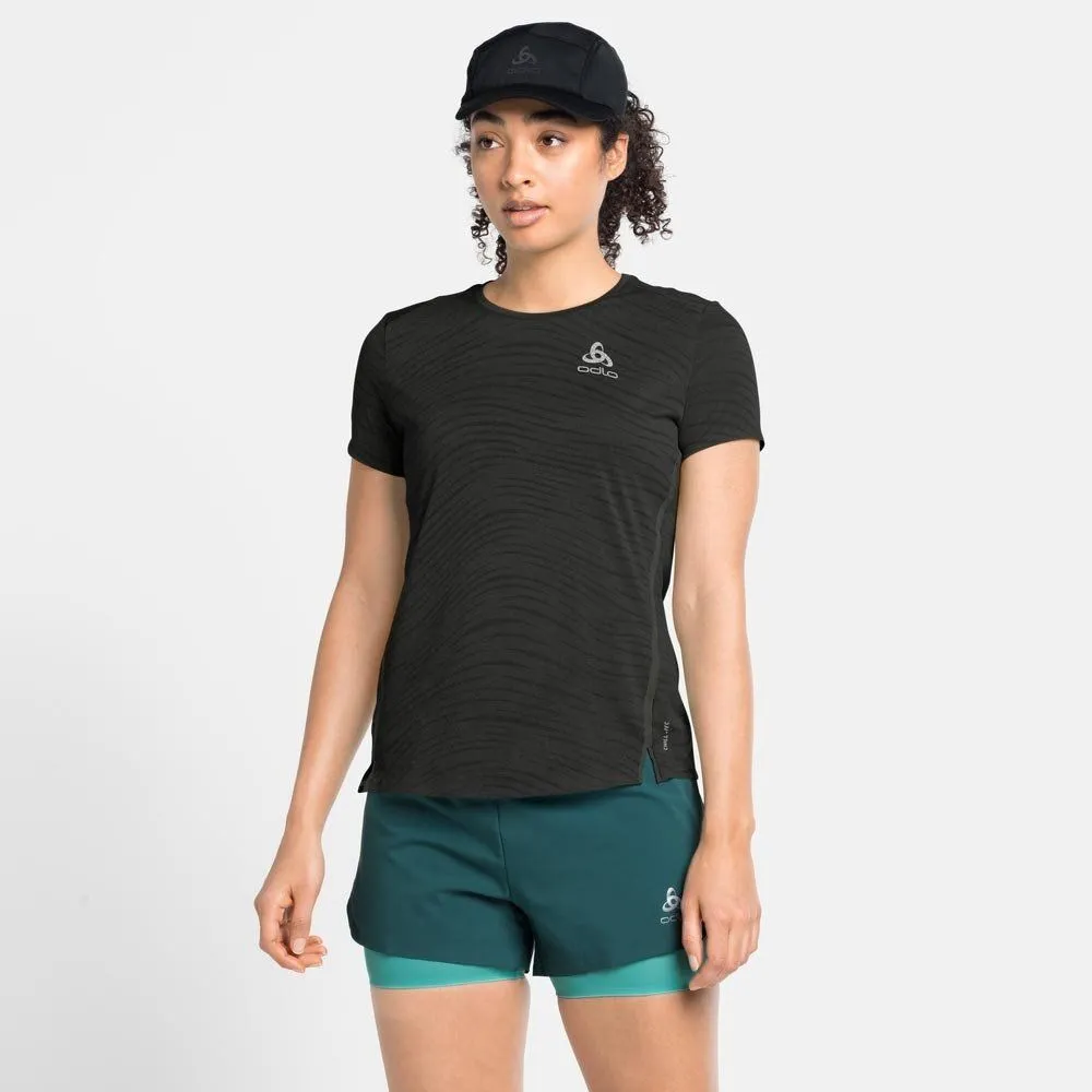 Vêtements de sport ODLO Femme | Tee-shirt de running léger et rafraîchissant ODLO ZEROWEIGHT ENGINEERED CHILL-TEC Black Melange 