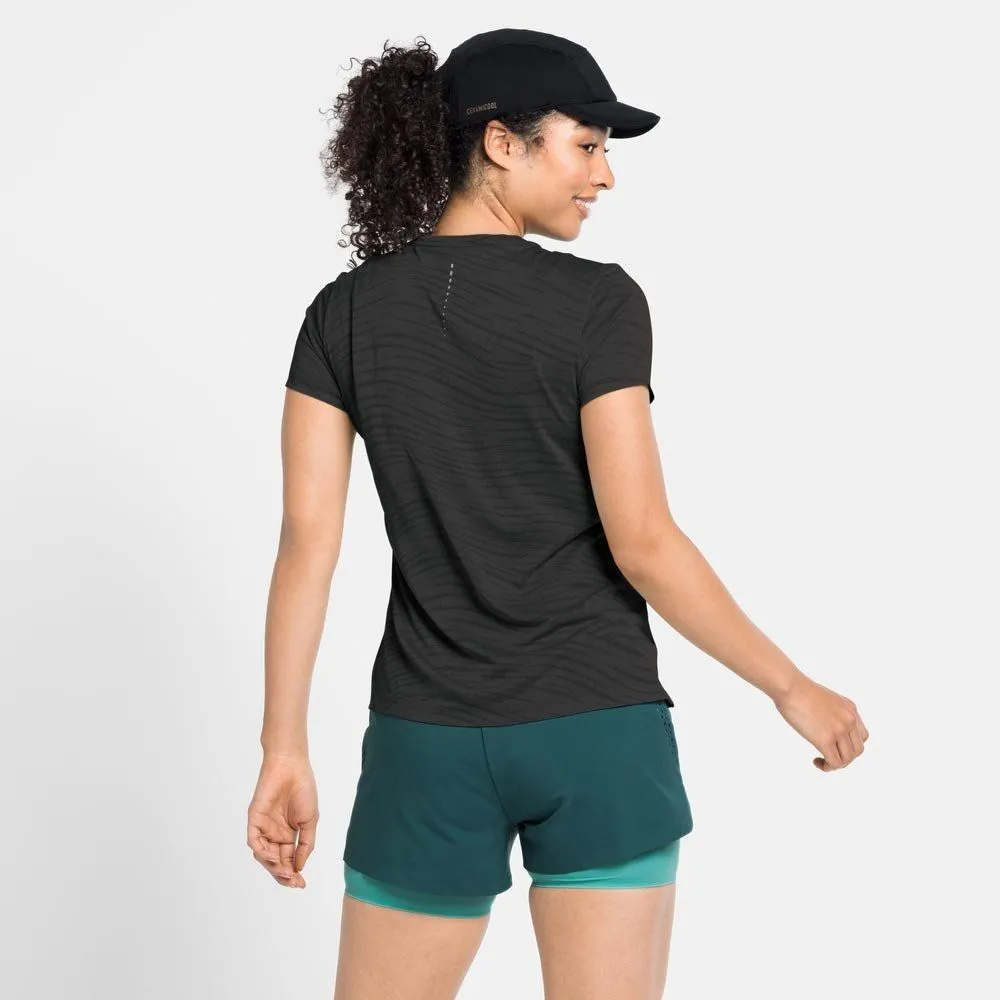 Vêtements de sport ODLO Femme | Tee-shirt de running léger et rafraîchissant ODLO ZEROWEIGHT ENGINEERED CHILL-TEC Black Melange 