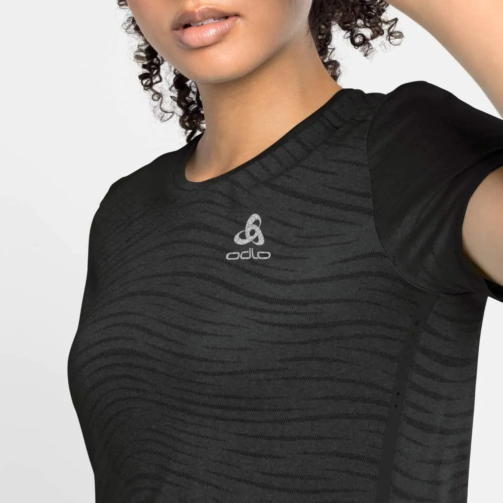 Vêtements de sport ODLO Femme | Tee-shirt de running léger et rafraîchissant ODLO ZEROWEIGHT ENGINEERED CHILL-TEC Black Melange 