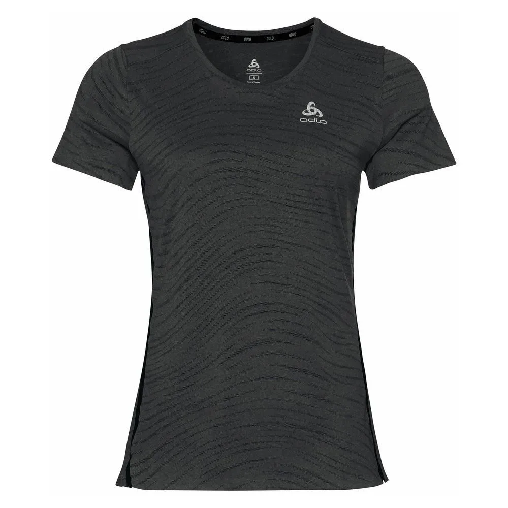 Vêtements de sport ODLO Femme | Tee-shirt de running léger et rafraîchissant ODLO ZEROWEIGHT ENGINEERED CHILL-TEC Black Melange 